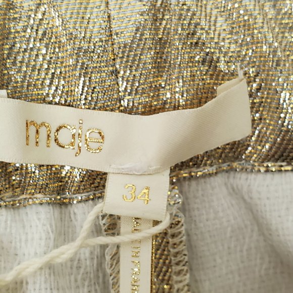 Maje Metallic Silk Blend Short Sz XS  NWT - Picture 8 of 11